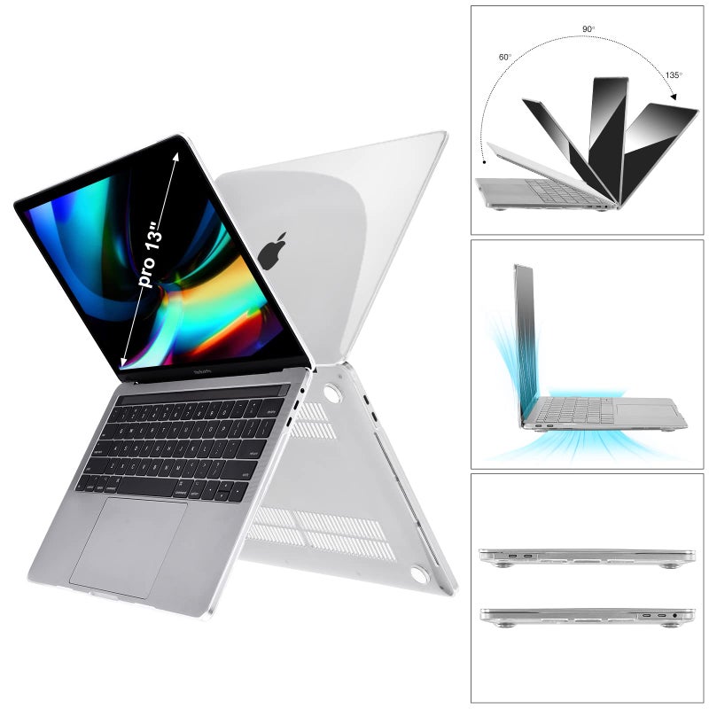 EooCoo Case Compatible with MacBook Pro 13 inch M2 2024 2023 2022-2016 Release M1 A2338 A2289 A2251 A2159 A1989 A1706 A1708 Protective Hard Case with Keyboard Cover  Screen Protector  Crystal Clear - Image 4